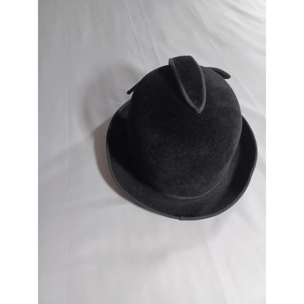 Vintage Jack McConnell Hat Dress Fitted Womens Medium Black Sculpted Felt 60s‎